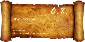 Ohr Kolos névjegykártya